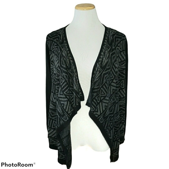 A. Byer Open Waterfall Cardigan Aztec Print Medium - Picture 1 of 6